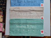 Sauna & Spa; Sun & Beach feliratú törölköző (80*160 cm) Gyártó: Belmanetti 